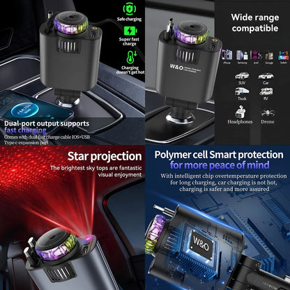 5-in-1 Car Charger and Star Light with Air Freshener